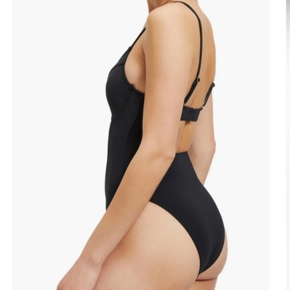 NWT Good American Women Scuba Show Off Black One-Piece Swimsuit Sz 1/S